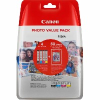 Canon Original Tintenpatrone MultiPack Bk,C,M,Y + Fotopapier 10x15cm 50 Blatt Blister mit Sicherheitsband 0386C009